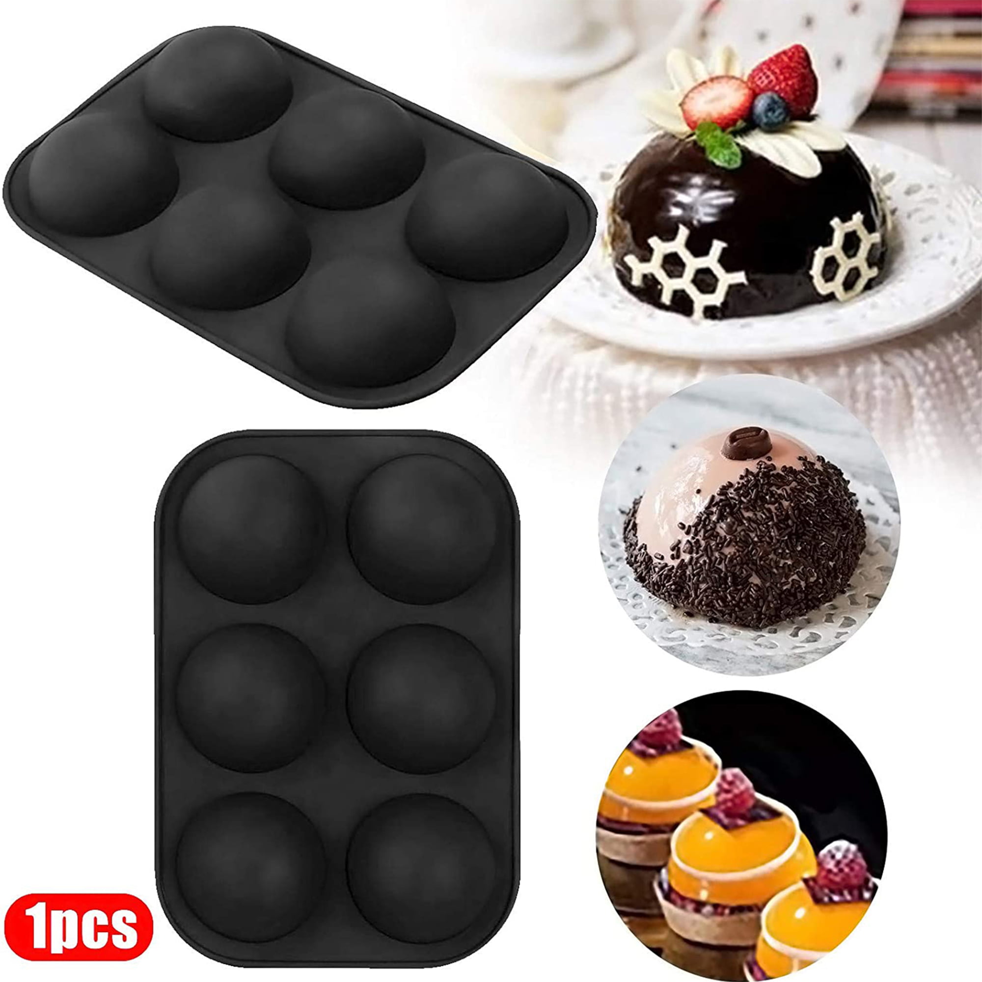 Sphere Silicone Mold- Silicone Baking Mold-6 Holes Silicone Mold for Chocolate Cake Pudding Handmade Soap,Baking DIY Mold Ball Baking Mold 