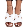 thumbnail image 3 of Summer Sandals, Wide Width Shoes for Women, Dressy Flat Sandals for Women, Womens Slingback Sandals, Peep Toe Low Block Heel Sandals for Women, Leather Insole Comfort Sandals, White 8.5, 3 of 7