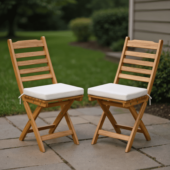 YYAo Outdoor Dining Chairs, Patio Kitchen Chairs,Patio Folding Chairs Set of 2 with Soft Seat Cushion-A