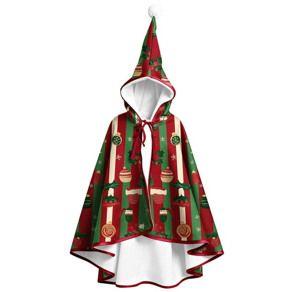 Christmas Cloak for Women Casual Print Lace Pleated Lace Solid Color Hooded Short Velvet Cape