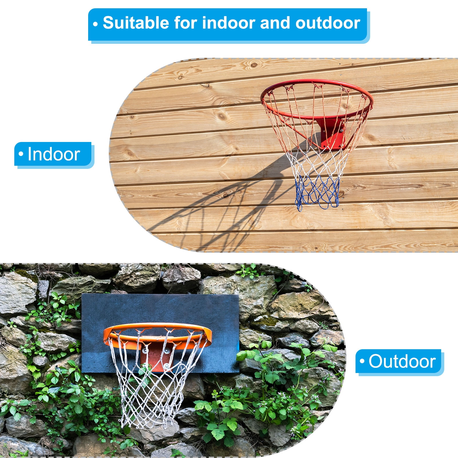 Uxcell 18" Basketball Rim Wall Door Mounted Standard Goal Fit Indoor and Outdoor (Hollow Steel), Orange
