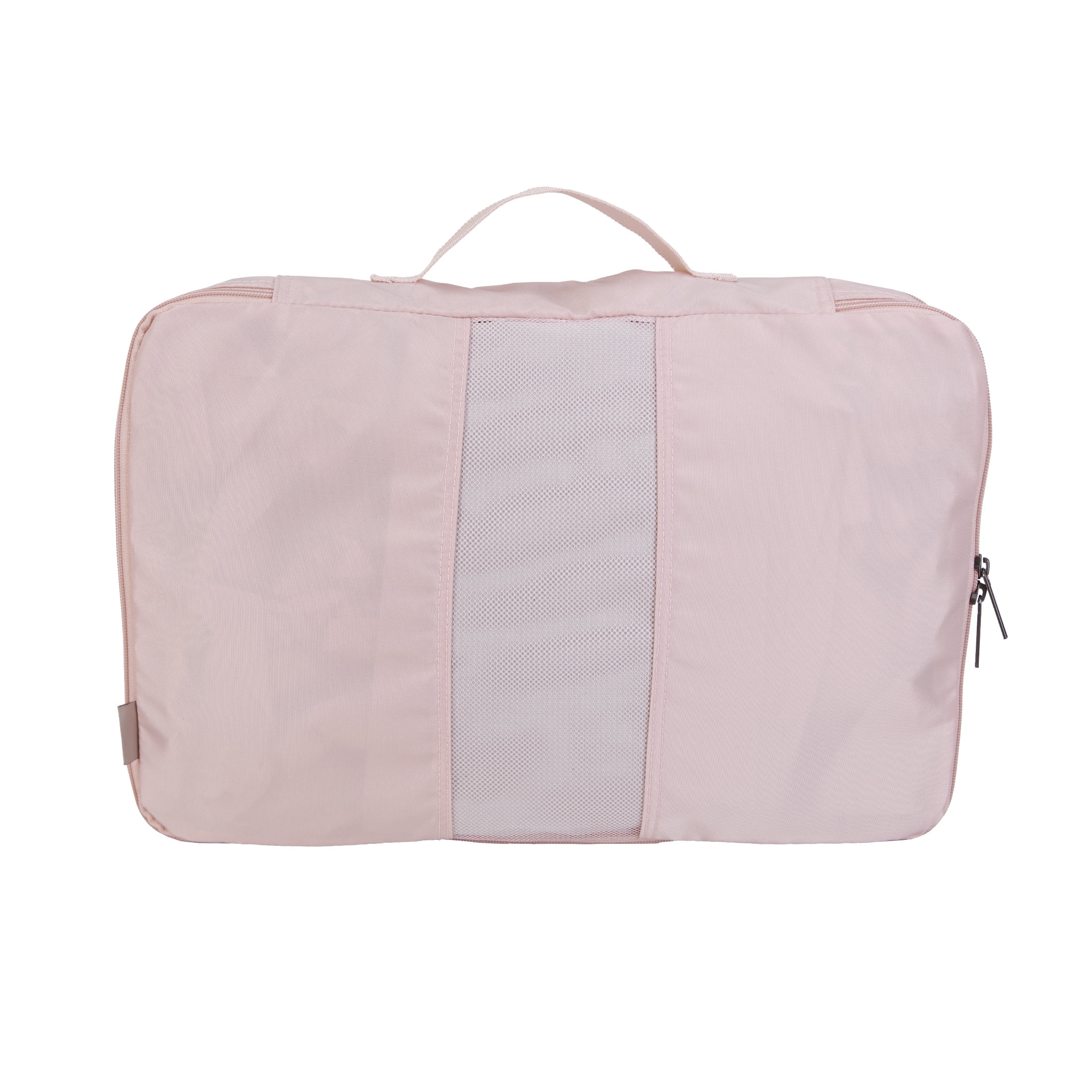 btL Brand 4 Piece Nylon Mesh Front Zippered Expandable Compression Packing Cubes, Rose Smoke
