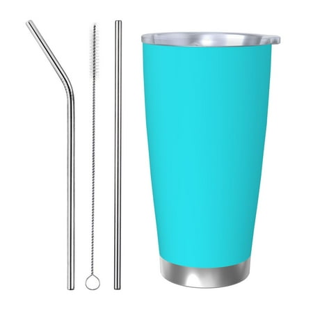 

Vsdgher Aqua 20 Oz Stainless Steel Vacuum Insulated Travel Mug Coffee Cup for Home Office Outdoor Works Great for Ice Drinks and Hot Beverage -Straw Three-piece Set