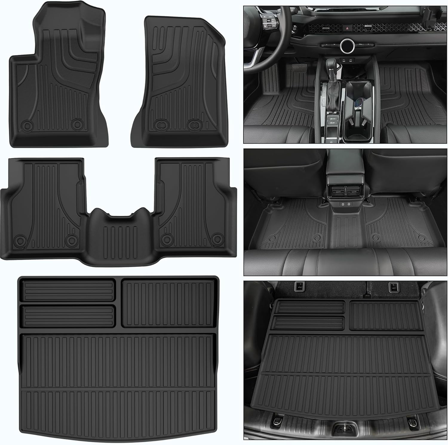 AOMSAZTO Floor Mats and Cargo Mat for 2017-2024 Jeep Compass -All Weather Protection TPE Anti-Slip Automotive Floor Mats for Jeep Compass,1st & 2nd Row Full Set Floor Liners Car Mats