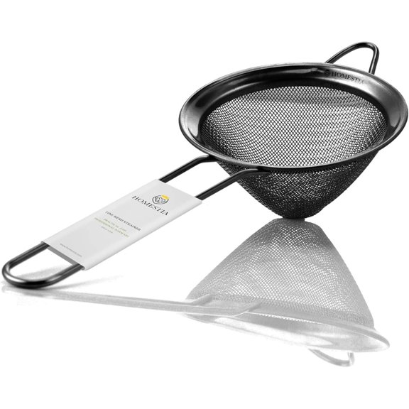 304 Stainless Steel Fine Mesh Strainer for Kitchen, Cocktail Sieve Sifters for Food, Liquid Strainer Cup for Food, Drinks, Tea, Coffee, Juice, Noodles, Flour, Vegetable (Black)