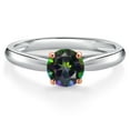 thumbnail image 3 of Gem Stone King 10K Two Tone Gold Green Mystic Topaz Solitaire Engagement Ring for Women | 0.55 Cttw | Round 5MM | Gemstone November Birthstone | Size 7, 3 of 6