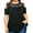 Black, variant on JeashCHAT Women's Tops Casual Plus Size Women O-Neck Cold Shoulder Solid Lace Short Sleeve Zipper Tops Blouse