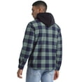 thumbnail image 4 of GIRUNS Men's Plaid Shirts Jacket Fleece Flannel Lined Long Sleeve Shirts Sherpa Button Down Coat With Hood Green Blue S, 4 of 9