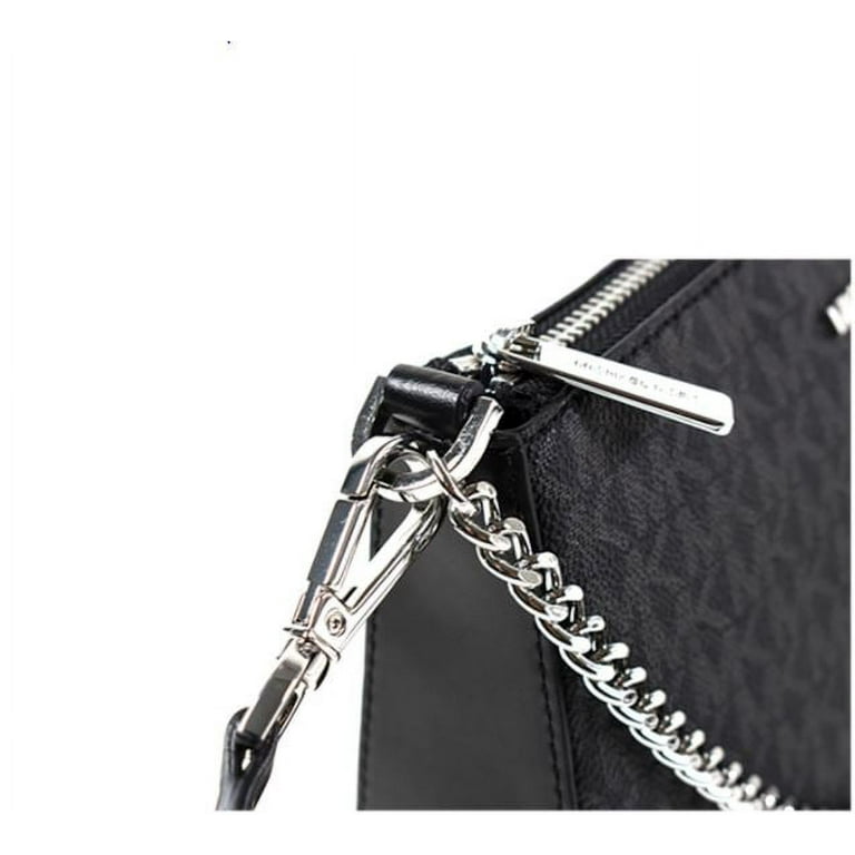 Michael Michael Kors Monogram Metallic Pouchette Shoulder Bag In Silver
