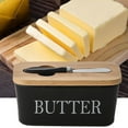 thumbnail image 6 of deevoka Ceramic Butter Dish Reusable Practical Multiuse with Cover Cheese Butter Storage Black Butter, 6 of 9
