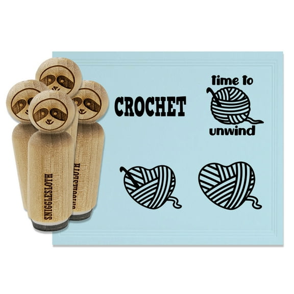 Crocheting Crochet Ball Heart of Yarn Rubber Stamp Set for Scrapbooking Crafting Stamping - Medium 1 Inch