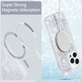 thumbnail image 7 of iPhone 14 Pro Clear Magnetic Case Compatible with Magsafe, Sparkly Glitter Design for Women, Slim Thin fit Shockproof Protective Phone Case for iPhone 14 Pro 6.1 inch , Silver, 7 of 7