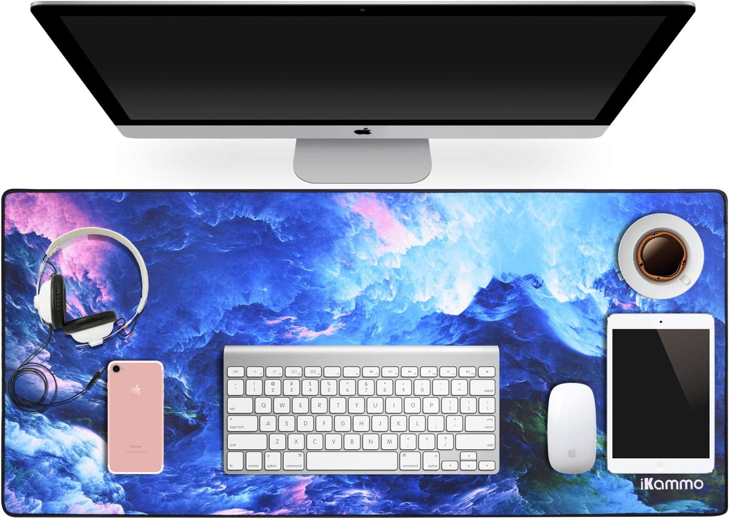 Large Gaming Mouse Pad/Mat Extended Computer Mouse Pad Large Desk Pad XXL Big Office Desk Mouse Mat/Pad with Waterproof Surface-Optimized Gaming Surface,35.4 * 15.7 * 0.8(XXL-044, Blue Clouds)