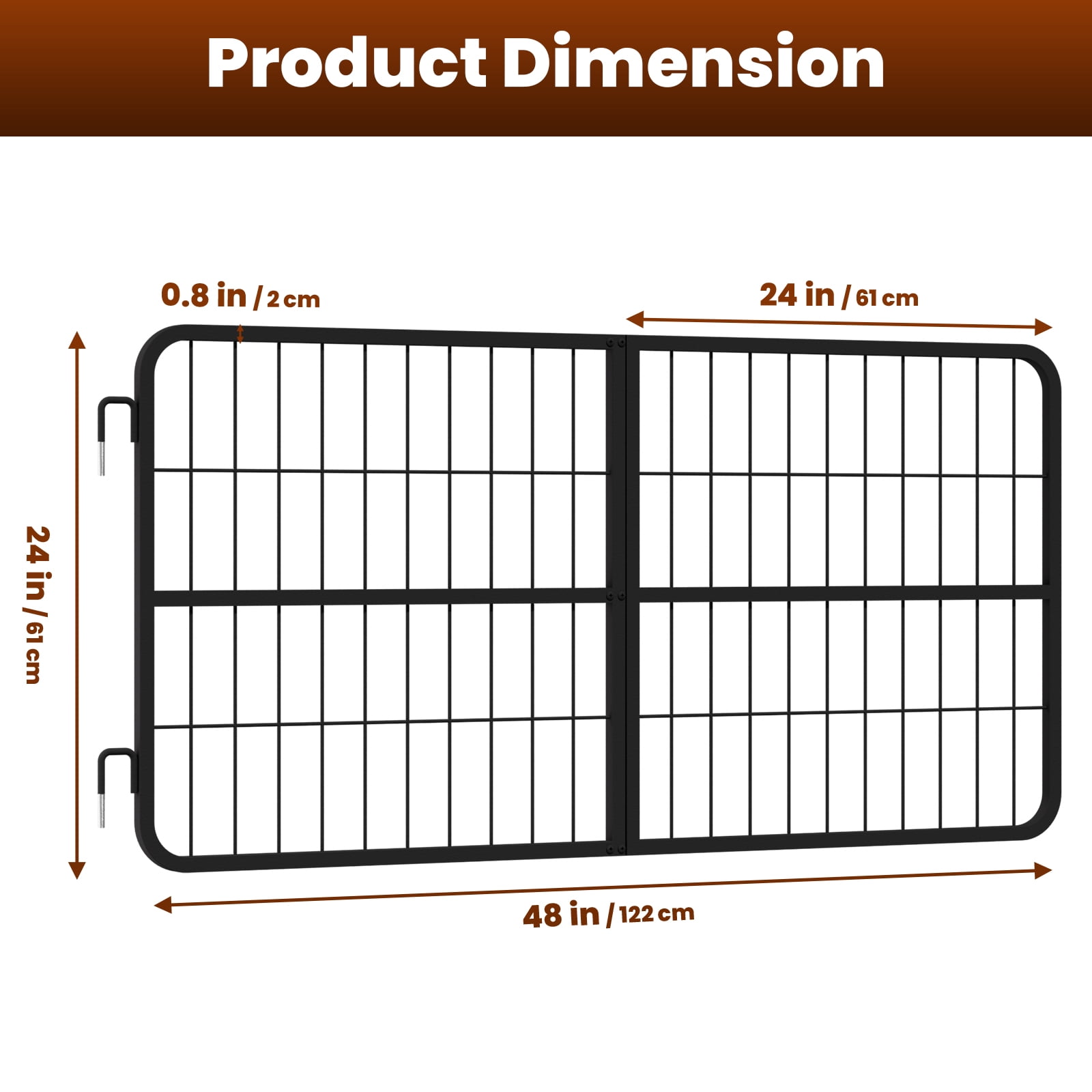 Horse Stall Gate showcasing Heavy-Duty Thick Steel Frame, Horse Stall Door measuring 48" W x 24" H, Horse Stall Guard boasting Yoke Design, Fits Standard Barn Doorways