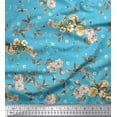 thumbnail image 1 of Soimoi polyester Crepe Fabric Leaves,Moth & Magnolia Floral Fabric Prints By Yard 42 Inch Wide, 1 of 1