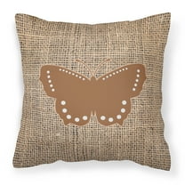 Carolines Treasures BB1033-BL-BN-PW1414 Butterfly Burlap and Brown Canvas Fabric Decorative Pillow BB1033 14Hx14W