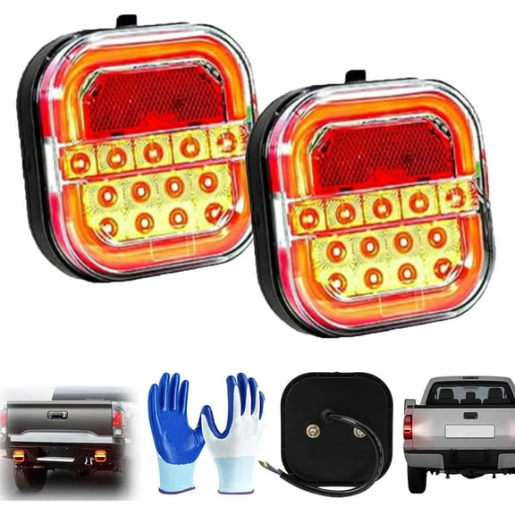 Trendfetchus Wireless Tail Lights, Car LED Trailer Lights, Wireless Magnetic Taillights, Magnetic Tail Lights for Trailers, Bluetooth Trailers Lights, 2-in-1 Warning/Lighting