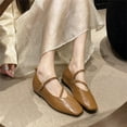thumbnail image 4 of CPNG Women's Genuine Leather Soft Retro Square Toe Low Heel Mary Jane Shoes with Adjustable Strap Cross Buckle Handmade Mary Janes Flats Dress Shoes, 4 of 7