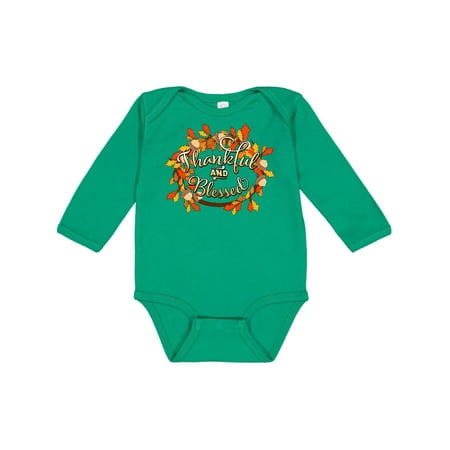 

Inktastic Thankful and Blessed Inspirational Autumn Wreath Gift Baby Boy or Baby Girl Long Sleeve Bodysuit
