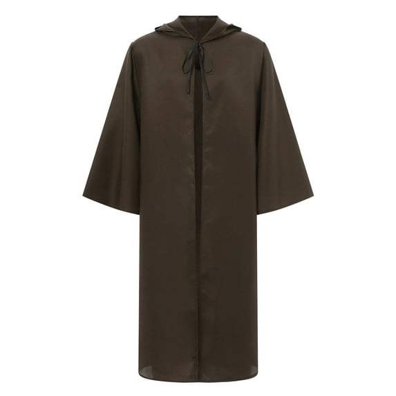 TiaoBug Men's Jedi Uniform Hooded Robe Tunic Cloak Outfit Halloween Cosplay Costume Tie String Cape Brown L