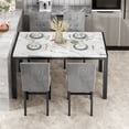 thumbnail image 7 of Furlinkhm Products 5-Piece Marble Dining Set, Modern Kitchen Table and Chairs for Dining Room, Dinette, Compact Space Saving Furniture, 4 Upholstered Grey Velvet Chairs (Gray), 7 of 7