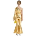 thumbnail image 3 of Kaerm Combinaison de Danse Jazz pour Filles une Épaule Manches Robe de Bal Or 6, 3 of 7