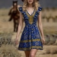 thumbnail image 2 of CHUMUD Summer Dresses for Women Boho Floral Sleeveless Mini Dress V-Neck A-Line Retro Short Dress Vacation, 2 of 6