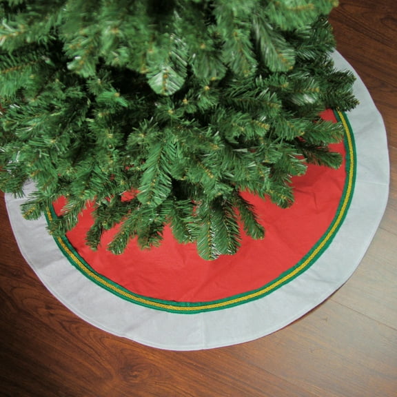 Northlight Traditional Christmas Tree Skirt with Ribbon Trim - 36" - Red and White