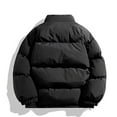 thumbnail image 3 of TFEOQRY Men's Short Padded Coats Jacket Solid Color Zipper Plaid Fabric Splicing Winter Thermal Cotton Jacket Long Sleeve Parkas Black, 3 of 8
