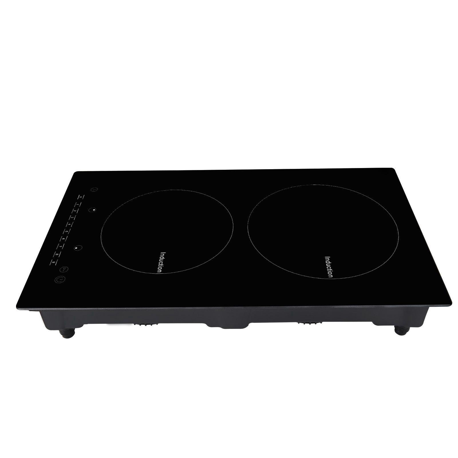 12 Inch 2 Burner Induction Cooktop Built-in 1800W Magnetic Stove with 9 Heating Levels LED Touch Screen Child Lock Over Temperature Protection
