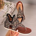 thumbnail image 5 of Women's Clip Toe Flat Sandals Breathable Denim Flip Flops Buckle Studded Open Toe Summer Low Platform Dressy Shoes Brown Size 9.5, 5 of 6