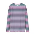 thumbnail image 6 of Feancey Womens Plus Size Cotton Sweaters Fall Trendy Striped Knitted Tops Loose Fit Casual Long Sleeve V Neck Sweater Soft Knit Jumpers Pink 4XL, 6 of 6