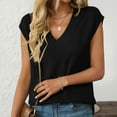 thumbnail image 4 of Chandail Sans Manches Col en V Tricoté Style Universitaire pour Femmes, 4 of 7