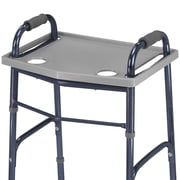 DMI Walker Tray with Cup Holders, Fits 16–19 in Standard and Folding Walkers, 21 x 16 in Tray Surface, Gray