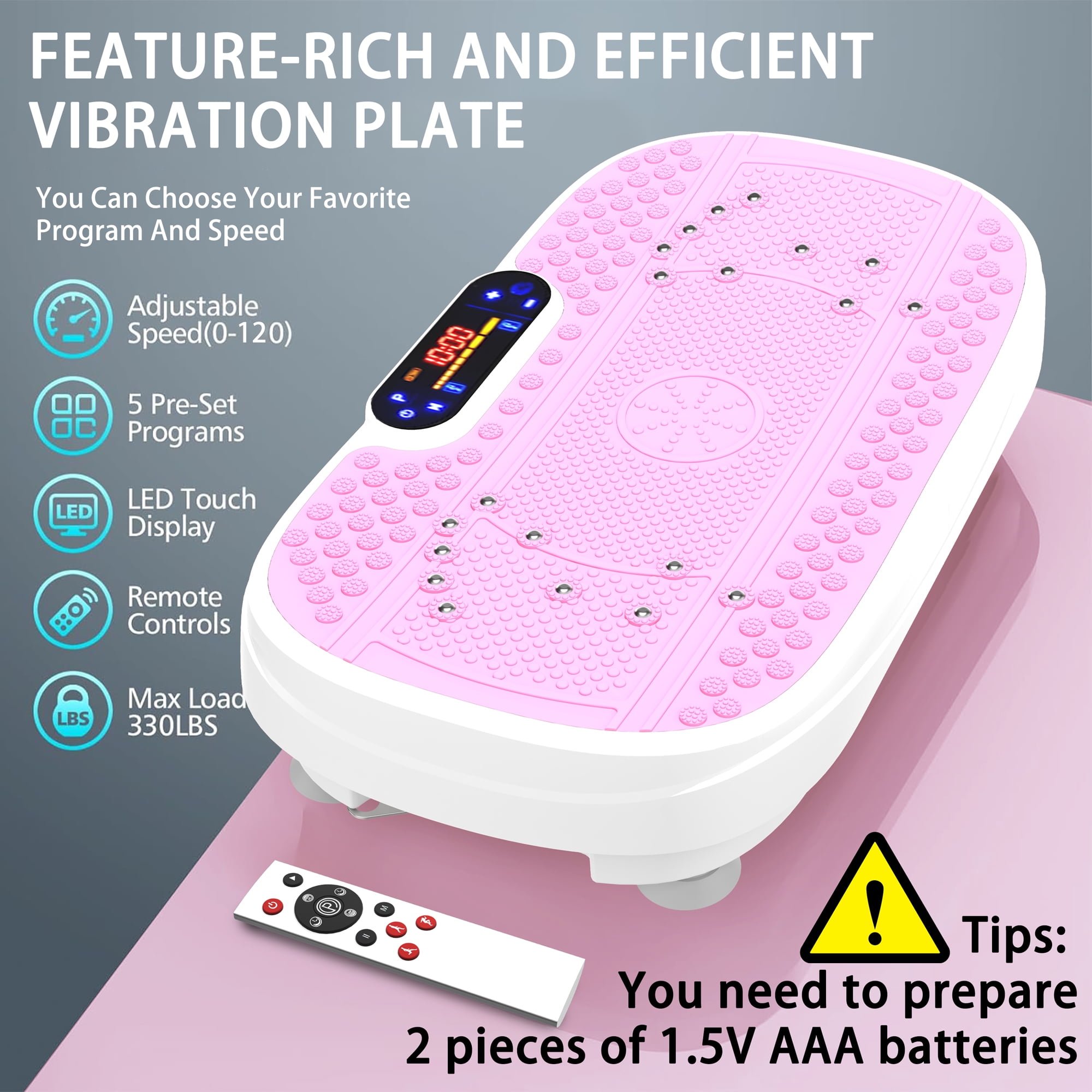 HomePerch Vibration Plate Exercise Machine for Lymphatic Drainage, Whole Body Workout Fitness Platform with Resistance Bands, Shake Board for Weight Loss & Home Gym Training  Pink