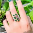 thumbnail image 4 of Adjustable Silver Plated Green Cubic Zirconia Leaf Engagement Ring for Brides, 4 of 9