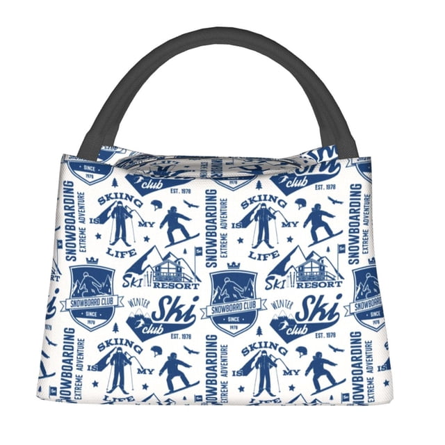 Disketp Skiing Enthusiast Bolsa Térmica Estampada, Bolsa Térmica Aislante para Almuerzo, Playa y Campamento