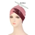 thumbnail image 4 of Solid Color Full Cover Inner Caps Forehead Cross Turban Stretch Hat for Women Head Scar, 4 of 7