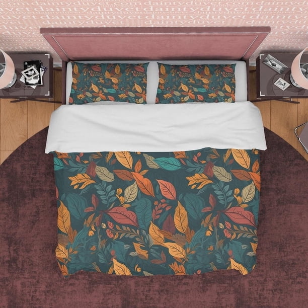 Hoja Seca Otoño Funda Nórdica Acogedora Estética Otoño Juego de Cama, Colores Cálidos