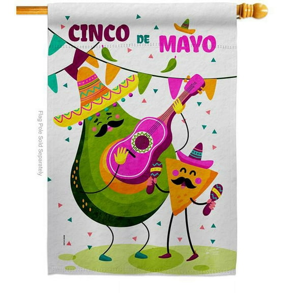 Angeleno Heritage H137460-BO Guacamole Fiesta Summertime Cinco de Mayo 28 x 40 in. Double-Sided Decorative Vertical House Flags for Decoration Banner Garden Yard Gift