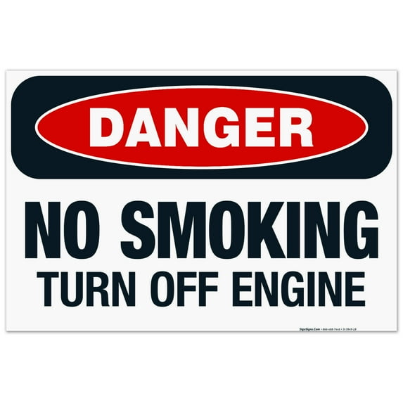 Danger No Smoking Turn Off Engine Sign, OSHA Danger Sign, 24x36 Corrugated Plastic