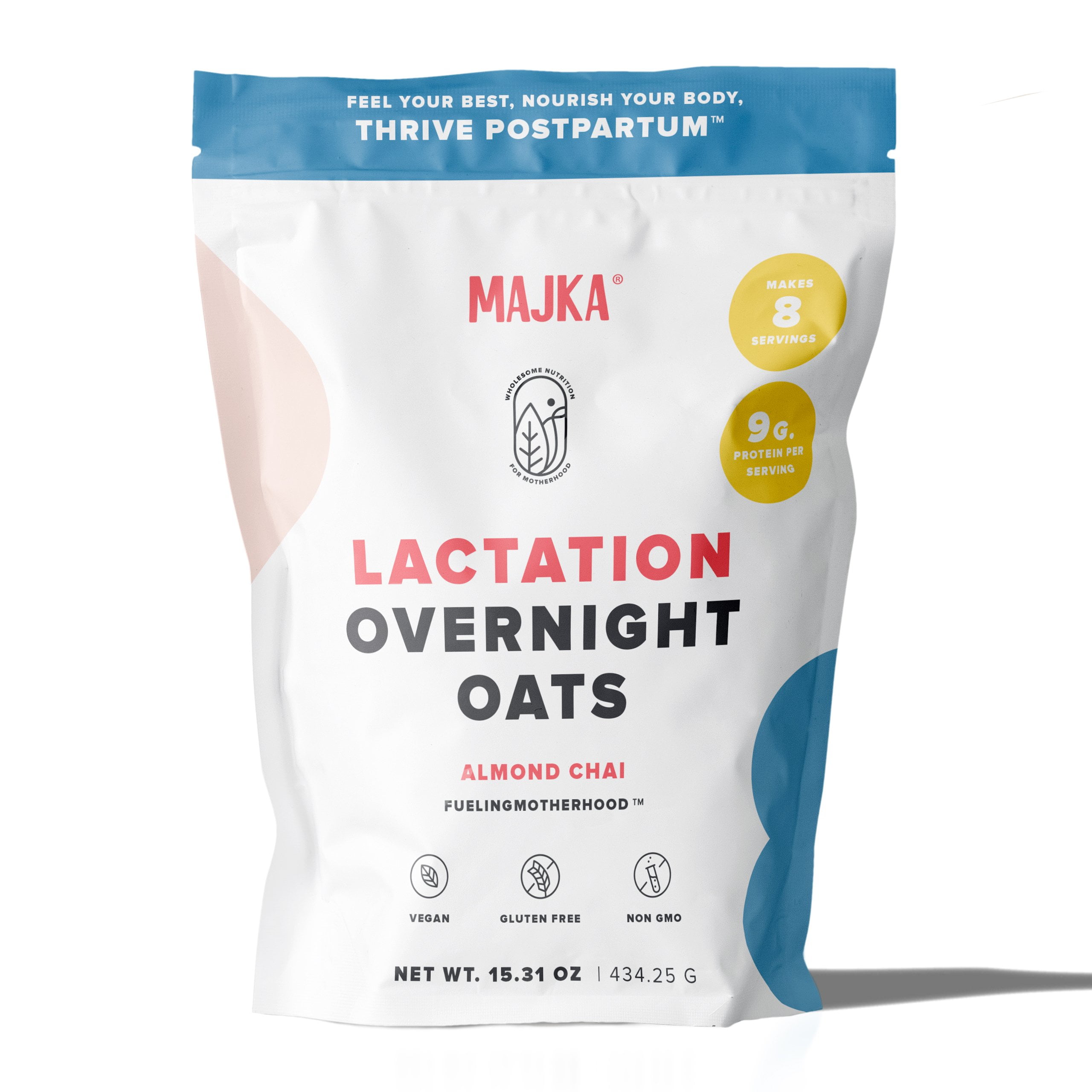 Majka Lactation Over Night Oats Supplement to Nourish and Support Your Milk Supply Gluten Free and Vegan Almond Chai Flavor 8 Servings