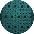 thumbnail image 1 of Ahgly Company Machine Washable Indoor Round Abstract Turquoise Blue Modern Area Rugs, 6' Round, 1 of 4