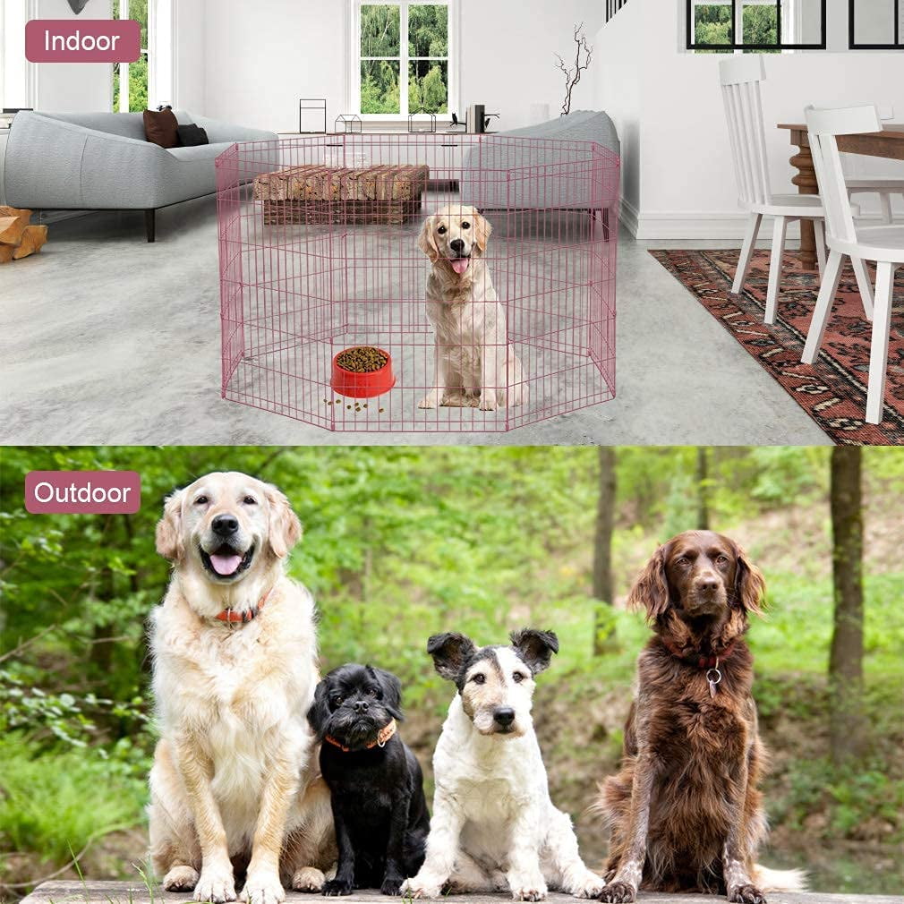 YRLLENSDAN 36'' Dog Pen for Outside, 8 Panel Exercise Fences Dog Kennel for Backyard Pet Playpen Crate Fence Pet Gate with Door Puppy Play Yard for Small Medium Large Dogs