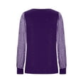 thumbnail image 5 of Mesh Tops Womens Glitter Lace See-through Long Sleeve Dressy Blouses Crew Neck Solid Color Party Shirts (M, Purple), 5 of 6