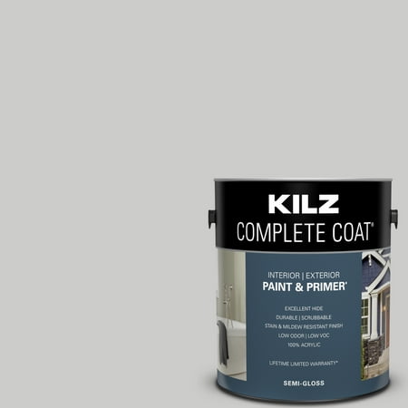 KILZ Complete Coat Paint & Primer, Interior/Exterior, Semi-Gloss, Silverado, 1 Gallon