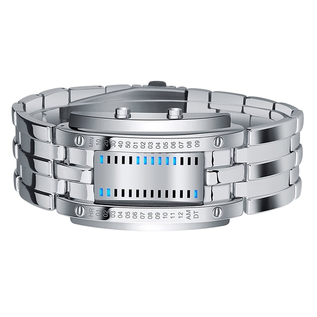 Reloj Binario Para Hombres Reloj Binario Binario Digital Reloj Binario Con Luz De Fondo Azul Movimiento De Cuarzo Japonés 50m Resistente Al Agua Para Hombres Padres Novios