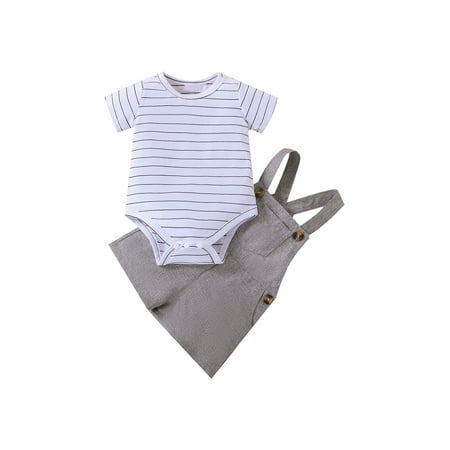 

Bagilaanoe Newborn Baby Girl Overall Shorts Set Short Sleeve T-shirt Tops+Suspender Strap Shorts 3M 6M 12M 18M 24M Summer Outfits