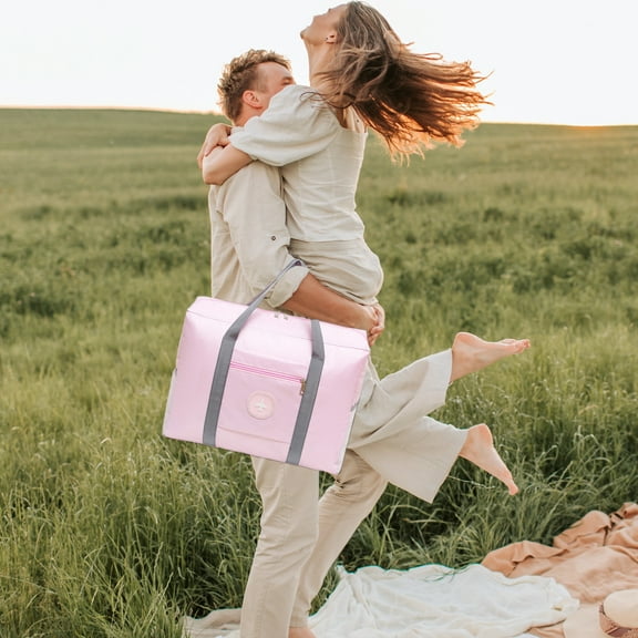 maho Travel Duffel Bag,Sports Tote Gym Bag,Shoulder Weekenders Overnight Bag For Women Pink on Clearance
