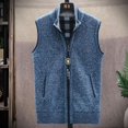 thumbnail image 4 of Ropa de hombre de cuello alto con cremallera, chaleco de negocios, suéter de punto azul sin mangas con cremallera, chaleco de cuello alto rojo para hombre, sudadera A, 4 of 5